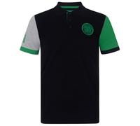 Celtic FC Officiel - Polo de Football pour Homme - avec Blason Officiel - Noir/Manches Contrastantes - L