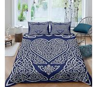 Celtic heart Ensemble De Literie Microfibre 3 pièces Imprimé en 3D Hypoallergique Traditional celtic knot Housse de Couette avec 2 x Taies d'oreiller Respirante for Chambre Enfants King（220x240cm）
