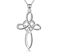 Celtic Knot Cross Necklace Sterling Silver Infinity Love Heart Pendant Necklace
