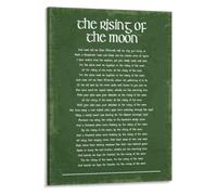 Celtic Music Poster Rising Moon Canvas Wall-Art Office Decor | artwork captures of beloved Irish rebellion ballad (Framed,16x24inch(40x60cm))