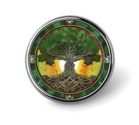 Celtic Tree of Life Round Brooch Pin Badge Lapel Tie Pin for Women Men Office Worker Teacher Decor