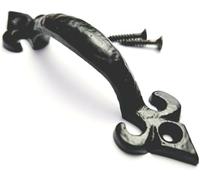 Celtic Woods Sourcingmap Fleur de LYS Poignée de Porte en fonte avec vis Noir 12,7 cm