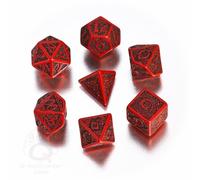 Celtique 3D Révisé Ensemble De Dés - 7 Pièces - Rouge Et Noir