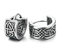 Celtique Infini Nœud Cerceau Boucles d'oreilles - Tissé éternité Design - Acier Anneau Charnière - Homme Femme