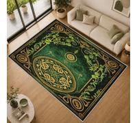 Celtique Or Vert Tapis Salon 160x230cm Lavable en Machine Antidérapant