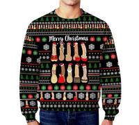 Celucke Hommes Noël Pull-Over Unisexe Marrant Nouveauté Fair Isle Noël Fête Méchant Laide Xmas Tricotée Femmes Chandail Pull 2025 S-XXL