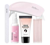 Celuicion Colle pour ongles et solvant, kit de reconstruction des ongles en acrylique, avec lumière UV pour voyage, fête, Noël, salon, maison, femme, mariage, travail