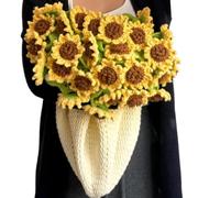 Celuicion Couverture bouquet crochetée | Couverture tissée à la main avec motif de fleurs - Kit de tissage artisanal, couvre-canapé de tournesols pour pique-nique, camping, lit