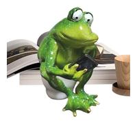Celuicion Figurine de Grenouille | Petite Statue Jardin Artisanale | Sculpture de Jardin pour Cour Salon Salle de Bain Bureau, Grenouille en Résine Assise sur Toilettes