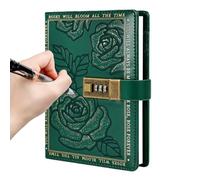 Celuicion Journal avec cadenas - B6 - Avec protection par mot de passe - 224 pages - En cuir - Motif rose - Couverture rigide - Ligné - Pour, adolescents, adultes, voyages, anniversaire
