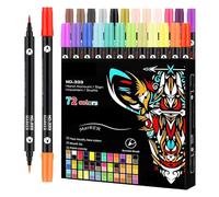 Celuicion Lot de 36 feutres acryliques avec double pointe, kit créatif 72 couleurs avec pinceaux à double pointe pour dessin sur pierre, bois, tissu en verre céramique, idéal pour les débutants et