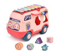 Celuicion Music Bus Toy, Bus d"apprentissage musical - Plan frapper interactif avec musique/lumière - Machine d"histoire de puzzle d"éducation précoce pour une histoire d"âge préscolaire âgée de