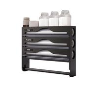 Celuicion Organisateur de film avec cutter | Porte-serviettes avec cutter et étiquettes | Réutilisable économie d'espace de rangement pour maison bureau cuisine -manger mur