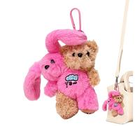 Celuicion Porte-clés lapin en peluche, mignon mignon ours jumeaux porte-clés - Petits doudous pour les voyages anniversaires d' bureau quotidien adultes maison famille