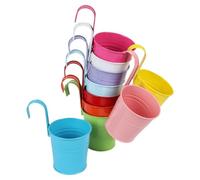Celuicion Pot de fleurs pour balustrade de balcon, 10 jardinières avec crochets et trou de drainage, en métal, avec crochets et trou de drainage, pour balcon, terrasse, mur, jardin