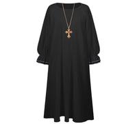 Celuicion Robe prêtre - Cape sacerdotale pour Halloween | Complet pour Mariage médiéval Cosplay pour Adultes Femme et, Noir, L