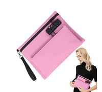 Celuicion Sac porte-valeurs avec cadenas - organisateur de documents avec fermeture éclair - sac à monnaie étanche portable double couche pour camping, école, hôpital, voiture, bateau, hôtel, banque