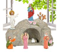 Celuicion Statuette Sainte de Jésus, Statue de Jésus-Christ, Statues Religieuses Jeu de Tombe de Jésus, Figurines à Collectionner Ornements de Table 6 Pièces Figurine de Jésus en Résine du Jour de la