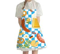 Celuicion Tablier de cuisine pour femme | Tablier sur le thème de l'Oktoberfest pour barbecue, cuisine, salon, céramique, jardinage réglable avec bandes anti-taches et respirant