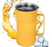 Celuicion Tasses thermiques avec poignée | Gourde portable avec couvercle, 600 ml multifonction anti-goutte pour randonnée, bureau, camping et voyage