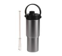 Celuicion TAVE CAFF MUSH, bouteille d'eau isolée, 735 ml de tasse à vide de paille de grande capacité, Outil de boire à double paroi avec poignée et paille, bouteille de fuite pour l'école