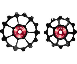 CEMA Galet de dérailleur aluminium Shimano 105 Ultegra 12 vitesses rouge/noir