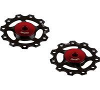 CEMA Galets de dérailleur aluminium Shimano SRAM 9/10/11 vitesses rouge/noir