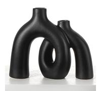 CEMABT Ensemble de vases modernes de style nordique boho, élégante décoration de maison en céramique noire mate pour salon, bibliothèque, cheminée, table d'entrée et console, décorations pour étagères