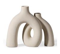 CEMABT Ensemble de vases modernes nordiques bohèmes - Élégante décoration d'intérieur en céramique beige mat pour salon, bibliothèque, cheminée, table d'entrée et décoration de console | Décorations