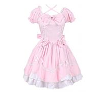 Cemavin Womens Coton Ruffles Arc Sweet Lolita Robe Rose