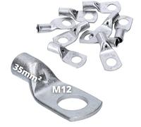 Cembre A7-M12 Lot de 10 Cosses de Câble Tubulaires 35 mm2 M12 en Cuivre | Connecteurs à sertir non isolés en cuivre électrolytique étamé avec trou d'inspection pour câbles de 35 mm2 et vis M12