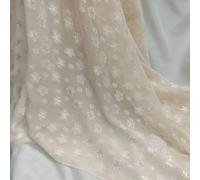 CEMELI 150CM 75 Deniers Large Fleur de Marguerite Blanche brodée Tissu en Mousseline de Soie Semi-Transparent au mètre Tissu en Mousseline de Polyester pour la Couture