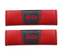 CEMELI 2 pièces Voiture Protège Ceintures de Sécurité Coussin Cuir pour Audi A3 Adultes et Enfants Accessoires intérieurs Automobiles,B-Red