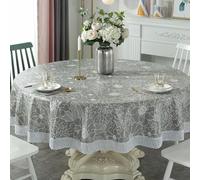 CEMELI Nappe Ronde en PVC de 137 à 220 cm imperméable et résistante à l'huile pour Table à Manger extérieur pour Cuisine et Table à Manger décoration de pièce extérieure idéale pour Les fêtes