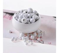 CEMELI Perle de Porcelaine Boule Blanche 6/8/10/12MM 50/100/150 pièces Perles en céramique Faites à la Main au Four pour la Fabrication de Bijoux Bracelet Perles d'espacement Fabrication Artisanale