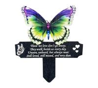 Cemetery Butterfly Decorations- Blue Fairy Wooden Stake, Sympathy Memorial Grave Marker | Butterfly Remembrance Yard Accent, Garden Fairy Flower Pot Ornament Outdoor Decor for