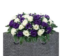 Cemetery Saddle Flowers UV - Durable Portable Resistant Artificial Rose Extérieur, Grave Decor Tombstone, Affichage Souvenir du Père Fête des Mères | Multipurpose Outdoor Indoor Utility