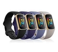 CeMiKa 4Pack Bracelet Compatibles avec Fitbit Charge 5 Bracelet, Sport Silicone Bandes pour Charge 5 Bracelets, Bracelet Réglable Respirant Imperméable pour Sangle Charge 5/Charge 6, Petit Grand