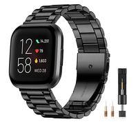 CeMiKa Bracelet en métal compatible avec les bracelets Fitbit Versa/Versa 2 - Bracelet réglable en acier inoxydable avec double fermeture pliable pour montre connectée Versa 2/Versa Lite