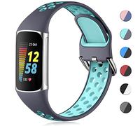 CeMiKa Bracelet Silicone Compatible avec Bracelet Fitbit Charge 5/Bracelet Fitbit Charge 6, Bandes Sport Réglable Douces Respirantes pour Sangle Fitbit Charge 5/Fitbit Charge 6, Petit Grand