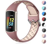 CeMiKa Bracelet Silicone Compatible avec Fitbit Charge 5/6, Bandes Sport Réglables Douces et Respirantes, Petit et Grand