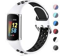 CeMiKa Bracelet Silicone Compatible avec Fitbit Charge 5/6, Bandes Sport Réglables Douces et Respirantes pour Sangle Fitbit, Petit et Grand