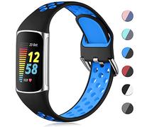 CeMiKa Bracelet Silicone Compatible avec Fitbit Charge 5/6, Bandes Sport Réglables Douces Respirantes pour Sangle, Petit Grand