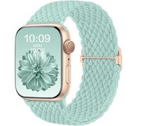 CeMiKa Bracelet Tressé Compatible avec Apple Watch 40mm 42mm 41mm 38mm | Nylon Élastique Stretch Sport Band pour iWatch Series 12 11 10 9 8 7 6 5 4 SE Ultra 4 3 2 1, Femme Homme, BleuVert