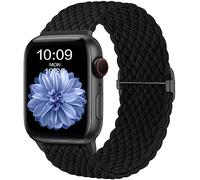 CeMiKa Bracelet Tressé Compatible avec Apple Watch 41mm 40mm 38mm 42mm | Nylon Élastique Stretch Sport Band pour iWatch Series 12 11 10 9 8 7 6 5 4 SE Ultra 4 3 2 1, Femme Homme, Noir