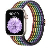 CeMiKa Bracelet Tressé Compatible avec Apple Watch 41mm 42mm 40mm 38mm | Nylon Élastique Stretch Sport Band pour iWatch Series 12 11 10 9 8 7 6 5 4 SE Ultra 4 3 2 1, Femme Homme, Arc-en-ciel