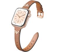 CeMiKa Bracelets Cuir Etroit Compatible avec Bracelet Apple Watch 42mm 44mm 45mm 46mm 49mm, Bracelet Cuir pour avec Charme Apple Watch Ultra 3 2 1 Series 11 10 9 8 7 6 5 4 3, Marron/Or Rose Abeille