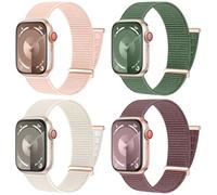 CeMiKa Compatible avec Bracelet Apple Watch 42mm 40mm 41mm 38mm Femme Homme,Band de Remplacement en Nylon Sport Loop Réglable à Velcro pour iWatch Serie 10 9 8 7 SE 6 5 4 3 Ultra 2 1,4 pièces