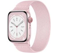 CeMiKa Solo Loop Compatible avec Bracelets Apple Watch 40mm 42mm 41mm 38mm Femme Homme, Tressé Nylon Souple Élastique Stretch Sport pour iWatch Serie 10 9 8 7 SE 6 5 4 3 Ultra 2 1, S,Rose sable