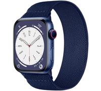 CeMiKa Solo Loop Compatible avec Bracelets Apple Watch 42mm 41mm 40mm 38mm Femme Homme, Tressé Nylon Souple Élastique Stretch Sport pour iWatch Serie 10 9 8 7 SE 6 5 4 3 Ultra 2 1, Bleu marine-M